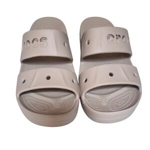 Crocs Meleen Twist Beige Sandals Womens 9 Dual Strap Platform Slide 205470
